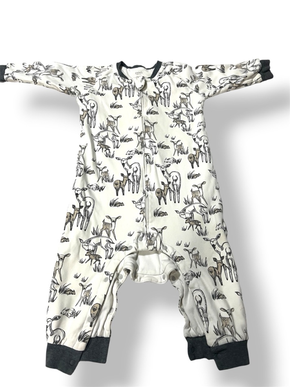 nest design Cream Fawn Print Kids One-Piece Romper